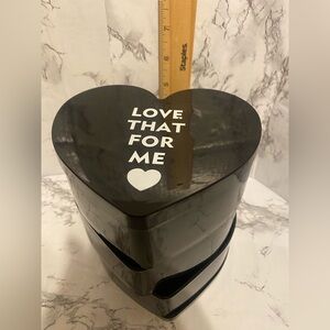 NWT, Claire’s Heart-Shaped Black Jewelry Box W/ Text, Mirror, Revolving Drawers